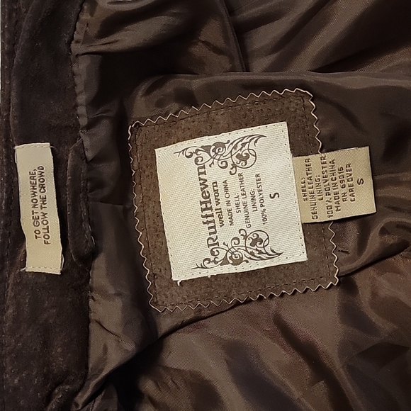 🧡Suede Ruff Hewn Leather Jacket with Quilted Accents on Yolks/Sleeves - Picture 7 of 15